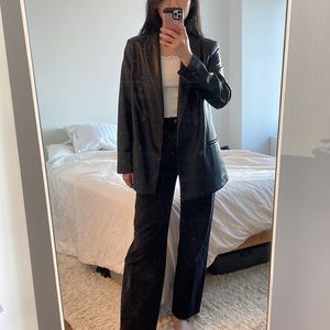 Mango Oversized Faux Leather Blazer, size S